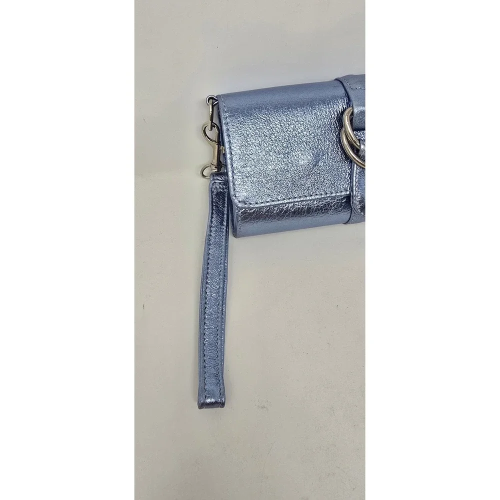 Y2K Vtg Shih Stephanie Lin wristlet blue metallic clutch blue Boho Glam Festival